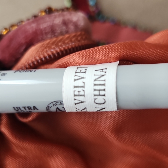 Boho 100% Silk Velvet & Beads Crossbody Mini Bag/Purse - Picture 7 of 12